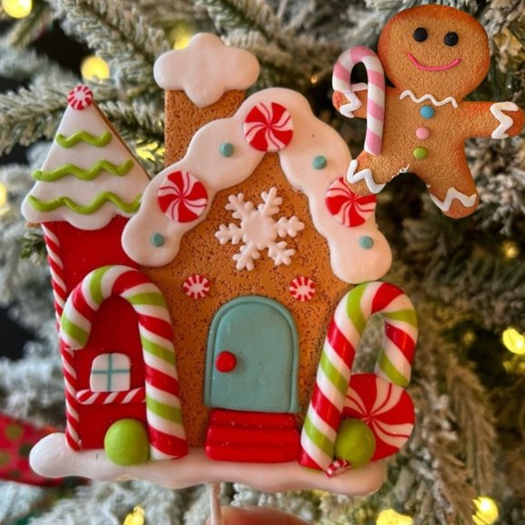 Gingerbread House, Gingerbread Man, Ornament/Bauble, Floral Pick- Set 2 - Picture 1 of 9